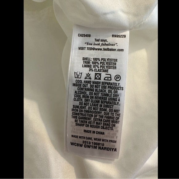 TED BAKER Nardiya Delicate Blouse Top Shirt White Lave Pleated Hem Exposed Zip - Picture 12 of 14